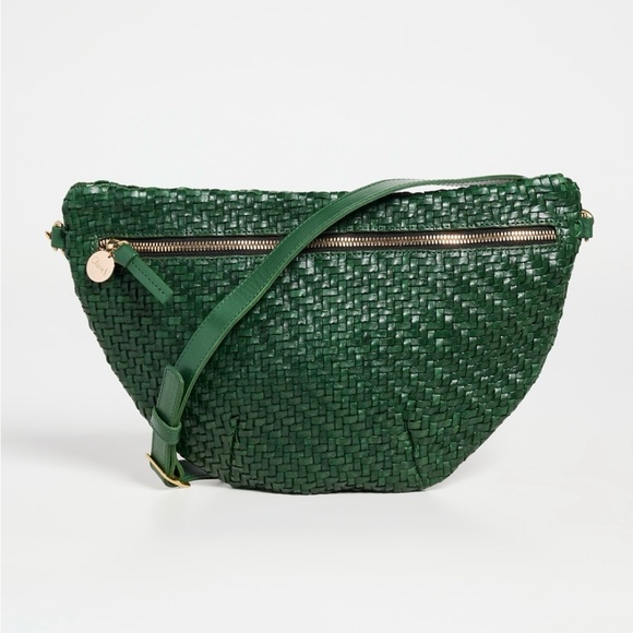 CLARE V. GRANDE FANNY in EVERGREEN Cross body handwoven Leather Bag  NWOT - Picture 5 of 7